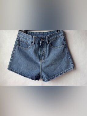 High-Waist Classic Denim Shorts in Blue
